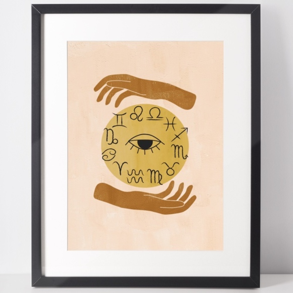 Wall Art Bohemian Celestial Hands Horoscope Print Poster Illustration Unframed - Picture 1 of 6